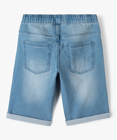 bermuda en jean garcon a revers et taille elastiquee bleuC303201_3