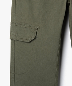 pantalon garcon en toile unie coupe jogger vert pantalonsC303601_2