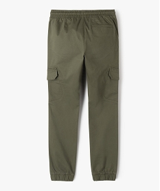 pantalon garcon en toile unie coupe jogger vert pantalonsC303601_3
