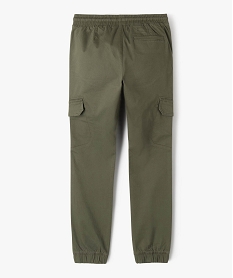 pantalon garcon en toile unie coupe jogger vert pantalonsC303601_4