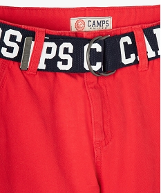 bermuda garcon cargo en twill avec ceinture imprimee - camps united rougeC303801_2