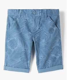 GEMO Bermuda imprimé coupe slim en toile de coton garçon Bleu