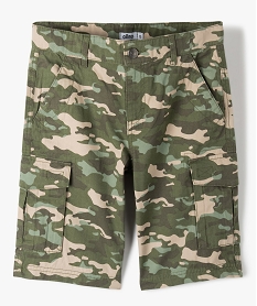 bermuda garcon cargo en twill imprime coupe regular vert shorts bermudas et pantacourtsC304601_1