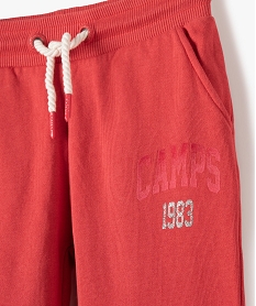 pantalon de sport fille en maille molletonnee - camps united rouge pantalonsC314501_2