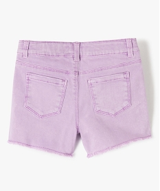 short en jean fille extensible au coloris unique violet shortsC314601_3