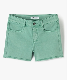 GEMO Short en jean fille extensible au coloris unique Vert