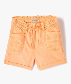 short fille ample a taille elastiquee et broderies - lulucastagnette orangeC315901_1