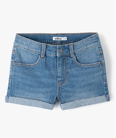 GEMO Short en jean extensible à revers fille bleu vif