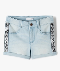 short en jean fille avec rubans geometriques - lulucastagnette bleu shortsC316201_1