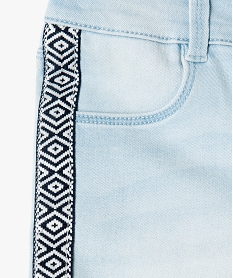 short en jean fille avec rubans geometriques - lulucastagnette bleu shortsC316201_3