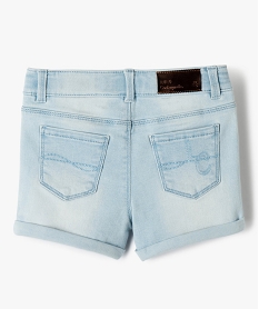 short en jean fille avec rubans geometriques - lulucastagnette bleu shortsC316201_4