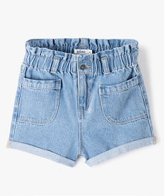 short en jean fille a taille haute paper bag bleuC316501_1