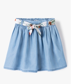 GEMO Jupe fille ample en lyocell avec ceinture à nouer Bleu