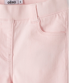 pantalon fille skinny uni a taille elastiquee rose pantalonsC320201_2