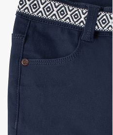 pantalon fille slim a ceinture geometrique - lulu castagnette bleuC320401_2
