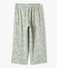 pantalon fille large en maille gaufree fleurie vert pantalonsC326301_3