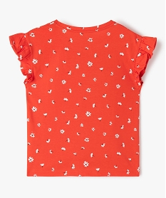 tee-shirt fille imprime a manches courtes volantees orangeC328801_3