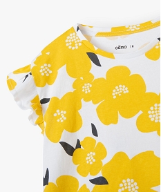 tee-shirt fille imprime a manches courtes volantees jaune tee-shirtsC329101_2