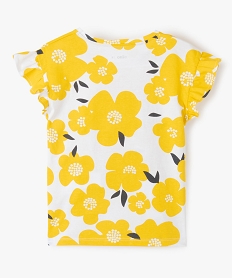 tee-shirt fille imprime a manches courtes volantees jauneC329101_3