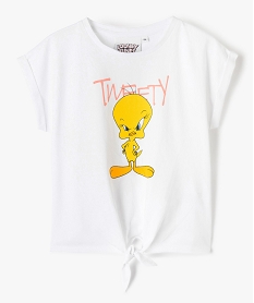 GEMO Tee-shirt fille avec motif Titi et Grosminet - Looney Tunes Beige