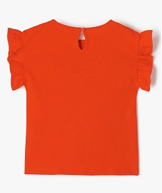 tee-shirt fille a manches courtes volantees et plastron en dentelle orangeC330501_3