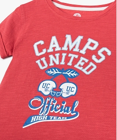GEMO Tee-shirt fille à manches courtes imprimé - Camps United Rouge