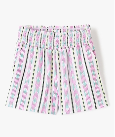 GEMO Short fille léger à taille smockée coloris assortis