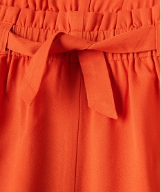 short fille uni large et fluide a taille nouee orange shortsC339501_2