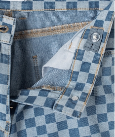 short en jean fille motif damier bleu shortsC339801_2