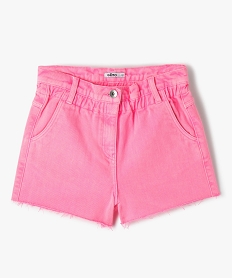 GEMO Short en jean fille taille haute et coloris unique rose vif