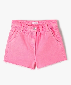 short en jean fille taille haute et coloris unique rose shortsC340001_1