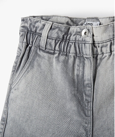 short en jean fille taille haute et coloris unique noir shortsC340101_2