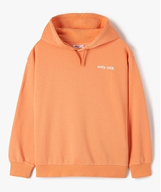 sweat fille a capuche avec inscriptions contrastantes orange sweatsC341501_1