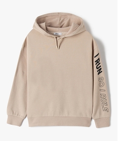 sweat fille a capuche avec inscriptions contrastantes beige sweatsC341601_1