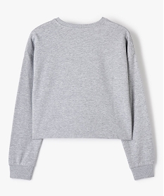 sweat fille crop top en jersey molletonne imprime gris sweatsC341701_3