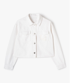 veste en jean fille coupe chemise - lulucastagnette blancC344301_1