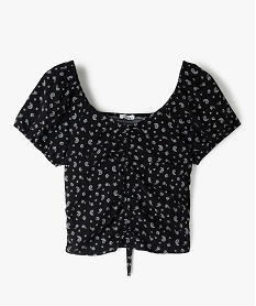 GEMO Blouse fille courte à dos smocké noir vif