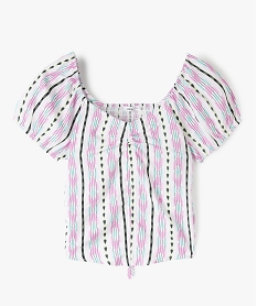 GEMO Blouse fille courte à dos smocké coloris assortis