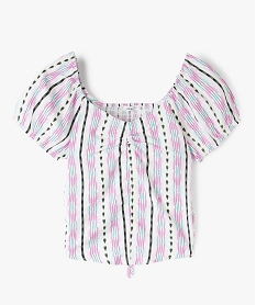 blouse fille courte a dos smocke multicoloreC345401_1