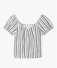 GEMO Blouse fille courte à dos smocké bleu vif
