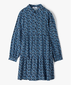 robe fille a motifs fleuris et col chemise bleu robes et jupesC346001_1