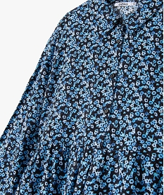 robe fille a motifs fleuris et col chemise bleuC346001_2