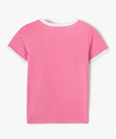 tee-shirt fille imprime avec col contrastant blanc rose tee-shirtsC348401_3