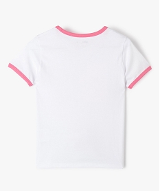 tee-shirt fille imprime avec col contrastant blanc blancC348501_4