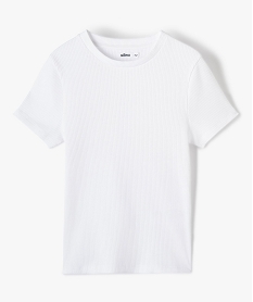 GEMO Tee-shirt à manches courtes en maille côtelée fille blanc standard