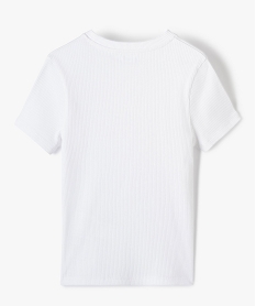 tee-shirt fille en maille cotelee a manches courtes blanc tee-shirtsC349201_3