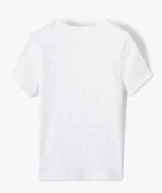 tee-shirt a manches courtes en maille cotelee fille blanc tee-shirtsC349201_4