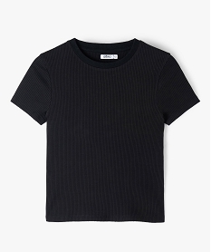 GEMO Tee-shirt à manches courtes en maille côtelée fille noir standard