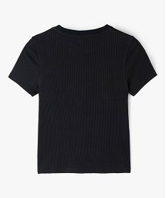 tee-shirt a manches courtes en maille cotelee fille noir standard tee-shirtsC349301_3