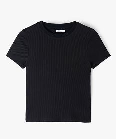 tee-shirt a manches courtes en maille cotelee fille noir standard tee-shirtsC349301_4